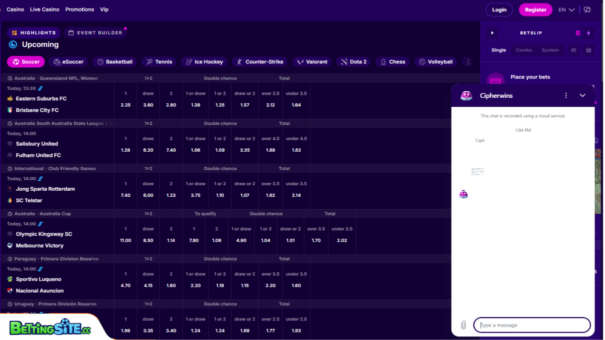 Cipher Wins customer support